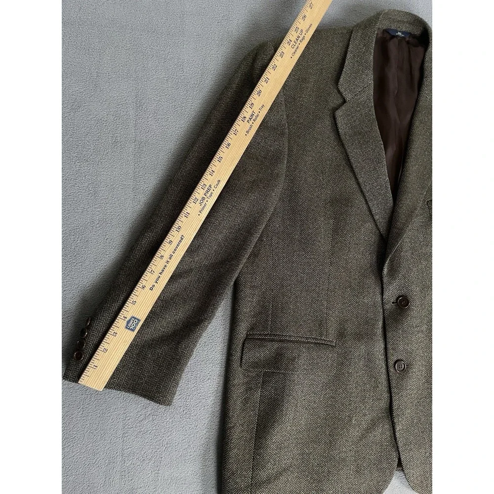Brooks‎ Brothers 346 Men 46R Brown Herringbone Sport Blazer 100 Lambswool
